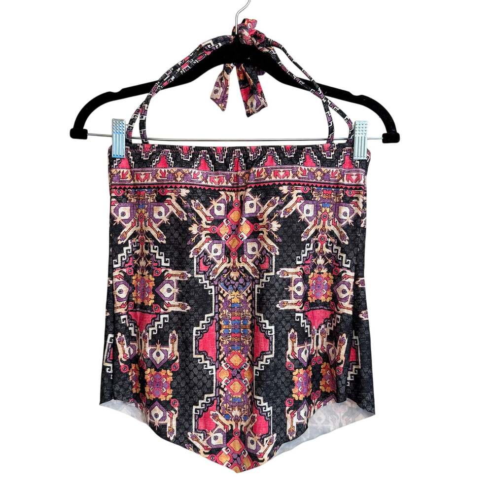 Becca by Rebecca Virtue Swim Tankini Top Small Pink Geometric Halter Resortwear